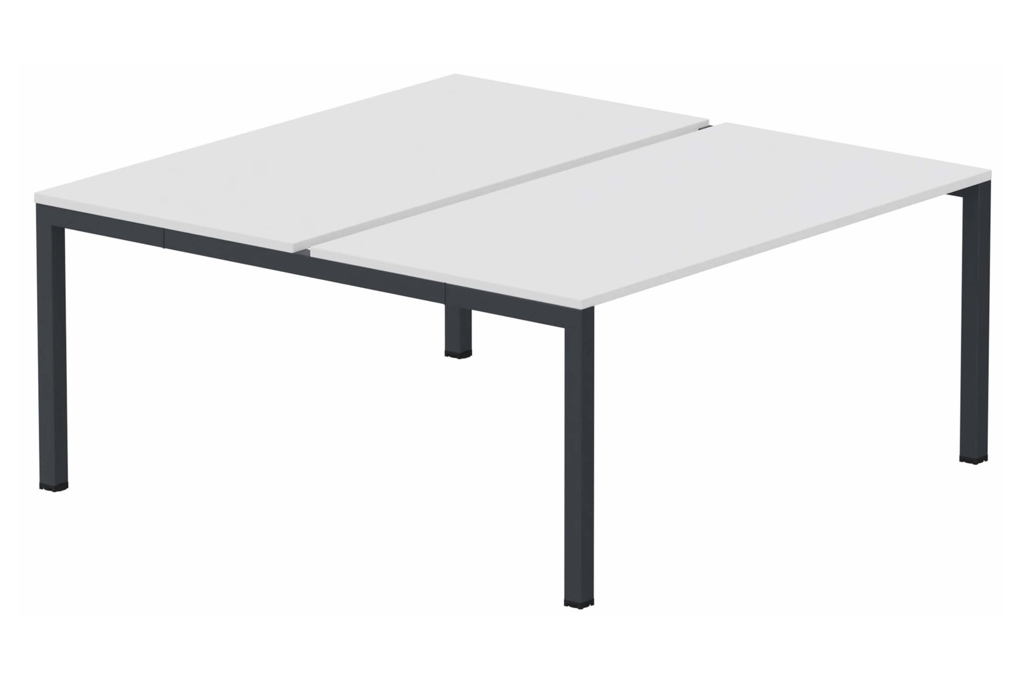 K3 Bench départ 2 plateaux fixes 140x70cm encombrement 140x145cm, plateau blanc, structure anthracite