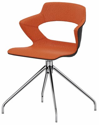 a definir - a definir - SWEETY Chaise 4 branches acier, piétement chrome, coque polypropylène coloris blanc, placets assise et dossier tissu BONDAI coloris orange