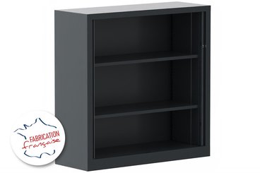 [Pas de famille] - [Pas de sous famille] - Armoire à rideaux 2P H120XL120XP43 2 Tablettes , coffre Anthracite/rideaux ACACIA