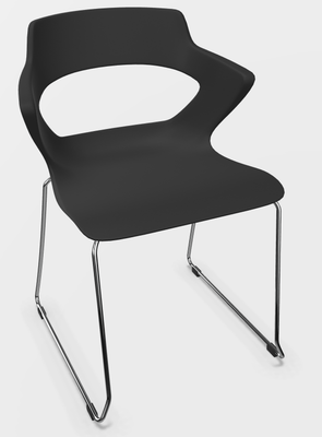 FAUTEUILS/POUFS - Piétement Luge - SWEETY Chaise pied luge H46cm. coque polypropylène coloris noir. piétement chrome