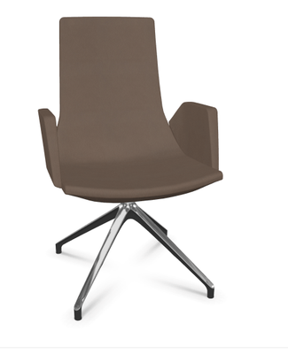 DIRECTION - Visiteurs - KI fauteuil de conférence haut dossier. piétement 4 branches en aluminium poli