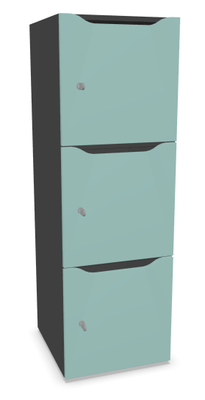 CASIERS - 3 cases - Meuble à cases H.137xL.45xP.50cm - 3 cases H43cm. portes avec découpe en partie haute. serrure à clé