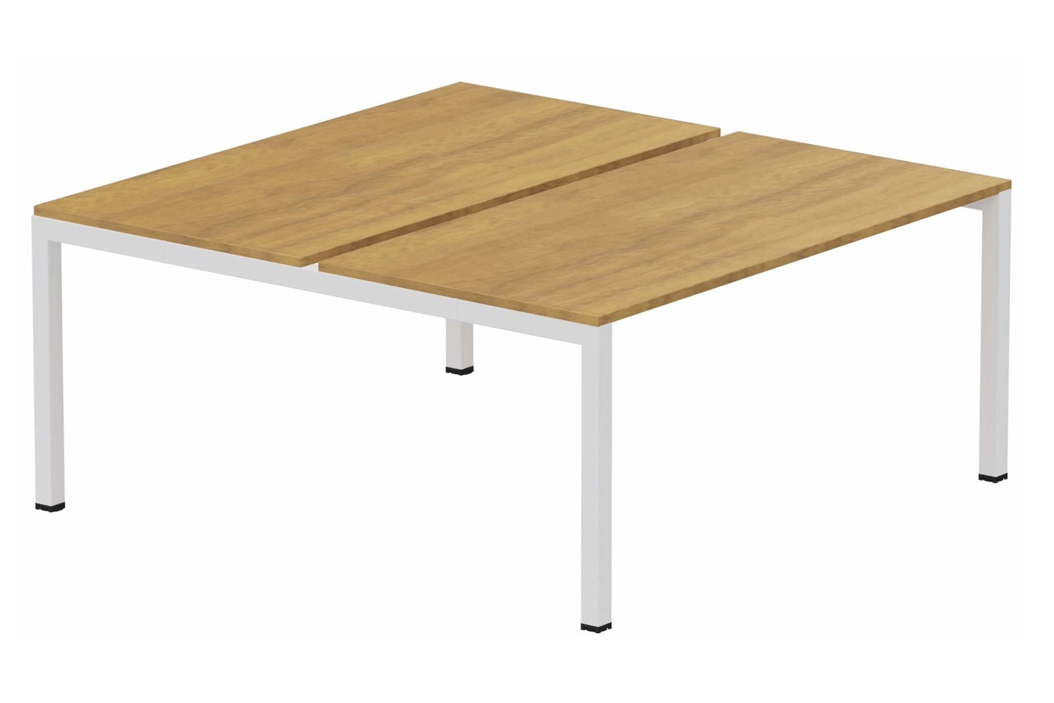 k3 - Bench départ 2 Plateaux fixes 140x80 (encombrement P165XL140cm) -Finitions : PLATEAUX: NOYER (NO) / PIETEMENTS: BLANC (BL ) / 
