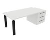 X4- Plan Manager 200x100cm + caisson XXL débordant (encombrement 226x100cm)  Plateaux : blanc /Piètements : noir /Caisson : blanc
