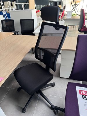 DESTOCKAGE - Sièges & Fauteuils - Siège de bureau dossier résille avec tetiere et assise tissu noir