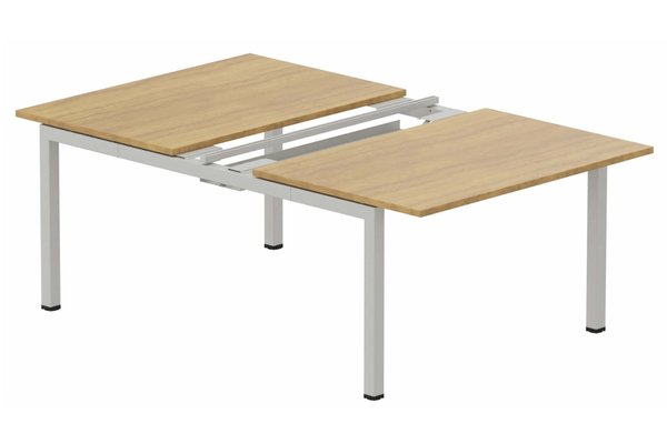 Postes Bench (poste doubles) - SERIE K3 - K3 - Bench départ 2 Plateaux coulissants 160x80 (encombrement P165xL160cm) -Finitions : PLATEAUX: NOYER (NO) / PIETEMENTS: ALUMINIUM (AL)