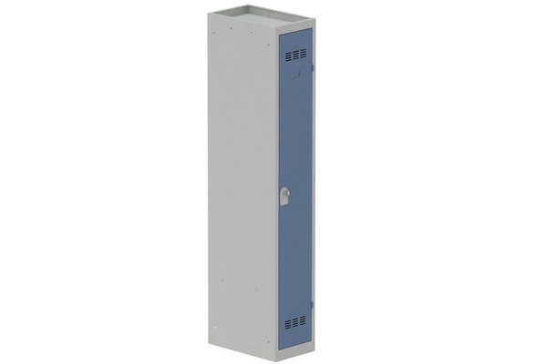 [Pas de famille] - [Pas de sous famille] - Vestiaire industrie propre 1 porte (fermeture cadenas) H180xL30xP50cm coffre gris clair/ porte(s) bleu
