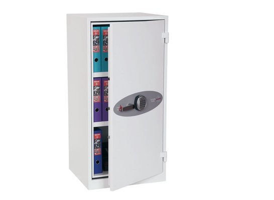 COFFRES-FORTS - Armoires fortes ignifuges - Armoire forte ignifuge L.52xP.60xH.123cm, 1 porte serrure électronique, 2 tablettes, coloris blanc