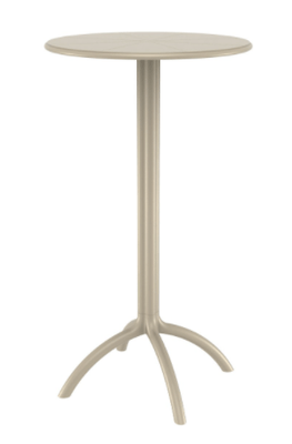 POLYPROPYLENE - TABLES  - PORTO - Table diam 60cm -Hauteur 108 cm en résine durable cadre métallique haute qualité-Finition :Plateau et piètement taupe