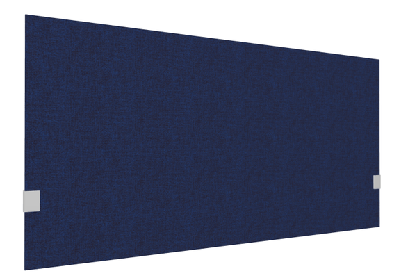 PANNEAUX ECRANS POUR BUREAU DROIT SOLO - Pour bureaux largeur 140 cm - SECRET Panneau-écran acoustique H74cm pour poste solo L.140cm. 2 faces tissu STEP coloris bleu foncé chiné. pinces de fixation réglables en hauteur coloris aluminium