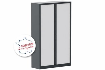 ARMOIRES A RIDEAUX - Largeur 120 cm - Armoire à rideaux H198xL120cm coffre anthracite / rideaux blanc