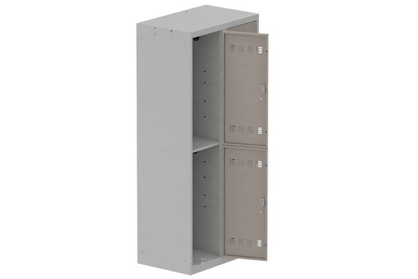 [Pas de famille] - [Pas de sous famille] - Vestiaire multicases 2 colonnes L,40cm 2 cases (fermeture cadenas) H,180xL,80xP,50cm coffre gris clair/portes basalte