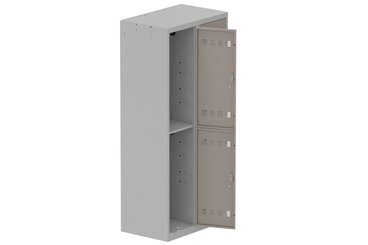 [Pas de famille] - [Pas de sous famille] - Vestiaire multicases 2 colonnes L,40cm 2 cases (fermeture cadenas) H,180xL,80xP,50cm coffre gris clair/portes basalte