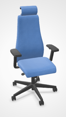 DIRECTION - Fauteuils - SO PRETTY - Fauteuil manager + têtière + accotoirs. Mécanisme synchrone décalé avec translation d'assise. Tissus Lucia Bleu clair YBQ YBQ