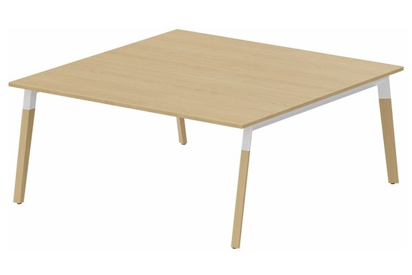 TABLES DE REUNION - Carrée - K8Wood Plan carré 160x165 -Finitions = Plateau : Blanc (BL) /Piétements : Blanc / bois