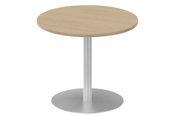 TABLES DE REUNION - Ronde - Table ronde diamètre 90cm sur pied colonne aluminium / chêne