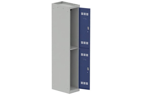VESTIAIRES MULTICASES - 1 Colonne - Vestiaire multicases, 1 colonne L.30 cm/2 cases, coffre gris clair/portes bleu foncé