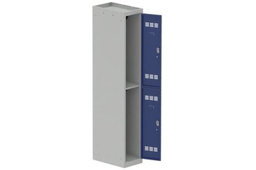 VESTIAIRES MULTICASES - 1 Colonne - Vestiaire multicases, 1 colonne L.30 cm/2 cases, coffre gris clair/portes bleu foncé
