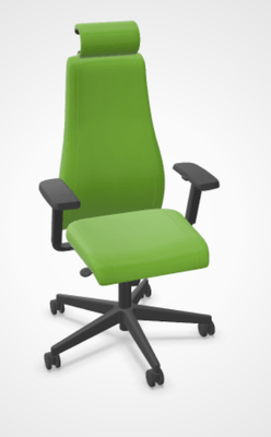 DIRECTION - Fauteuils - SO PRETTY - Fauteuil manager + têtière + accotoirs. Mécanisme synchrone décalé avec translation d'assise. Tissus Lucia Vert gazon YBE YBE