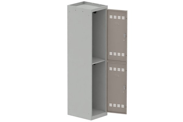[Pas de famille] - [Pas de sous famille] - Vestiaire multicases 1 colonne L,40cm 2 cases (fermeture cadenas) H,180xL,40xP,50cm coffre gris clair/portes basalte
