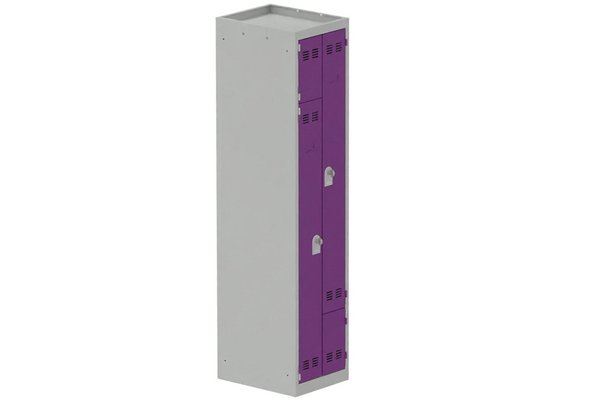 [Pas de famille] - [Pas de sous famille] - Vestiaire gain de place 1 colonne (fermeture cadenas) H,180xL,40xP,50cm coffre gris clair/portes prune