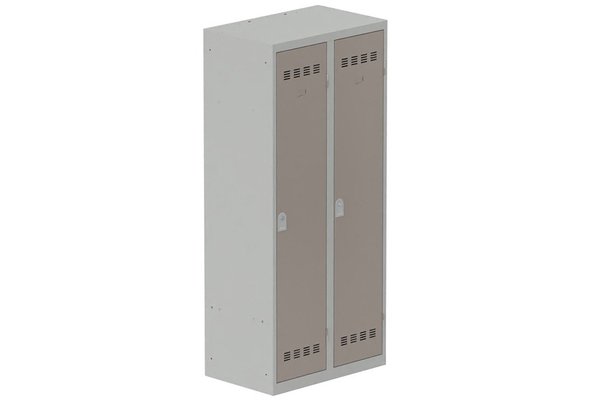 [Pas de famille] - [Pas de sous famille] - Vestiaire industrie salissante 2 portes (serrure 2 clés) H180xL80xP50cm coffre gris clair/ porte(s) basalte