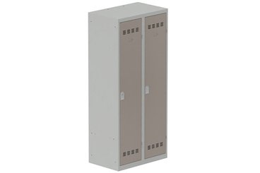 [Pas de famille] - [Pas de sous famille] - Vestiaire industrie salissante 2 portes (serrure 2 clés) H180xL80xP50cm coffre gris clair/ porte(s) basalte
