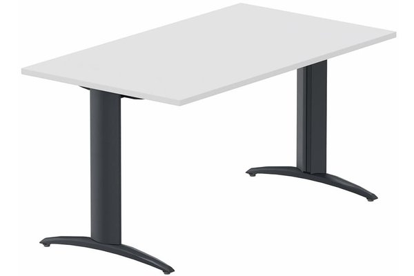 TABLES DE FORMATION - Composables piétement "i" - Module composable pied i, L.140xP.80cm, départ, plateau blanc, structure anthracite, plateau blanc, structure anthracite