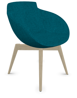 FAUTEUILS/POUFS - 4 pieds bois - Coco - Fauteuil 4 pieds bois naturel (W1). Tissu Int Step Turquoise (L02) - Tissu Ext Step Turquoise (L02)