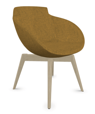FAUTEUILS/POUFS - 4 pieds bois - Coco - Fauteuil 4 pieds bois naturel (W1). Tissu Int Step Jaune foncé (L16) - Tissu Ext Step Jaune foncé (L16)