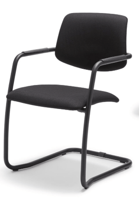 VISITEURS ET FONCTIONNELS - 4 Pieds - Diva - Chaise piétement 4 pieds laqué noir (A).Assise et dossier tissu Bondai Noir (8033)