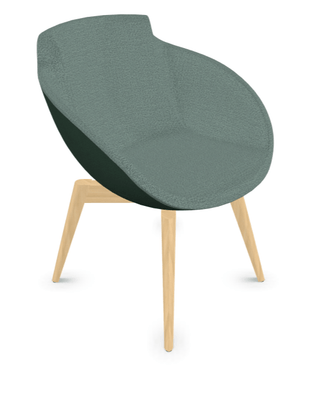 FAUTEUILS/POUFS - 4 pieds bois - Coco - Fauteuil 4 pieds bois naturel (W1). Tissu Int Step L50 - Tissu Ext Step L26