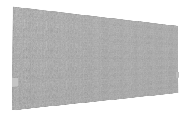 PANNEAUX ECRANS POUR BUREAU DROIT SOLO - Pour bureaux largeur 160 cm - SECRET Panneau-écran acoustique H74cm pour poste solo L.160cm. 2 faces tissu BERTA coloris gris clair. pinces de fixation réglables en hauteur coloris aluminium