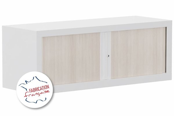 [Pas de famille] - [Pas de sous famille] - Armoire rehausse H44xL120cm coffre blanc/rideaux acacia - sur délai