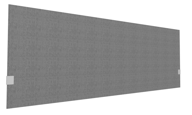 PANNEAUX ECRANS POUR BUREAU DROIT SOLO - Pour bureaux largeur 180 cm - SECRET Panneau-écran acoustique H74cm pour poste solo L.180cm. 2 faces tissu BERTA coloris gris. pinces de fixation réglables en hauteur coloris aluminium