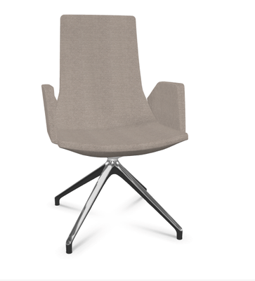 DIRECTION - Visiteurs - KI fauteuil de conférence haut dossier. piétement 4 branches en aluminium poli