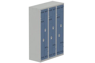 [Pas de famille] - [Pas de sous famille] - Vestiaire gain de place 3 colonnes (fermeture cadenas) H,180xL,120xP,50cm coffre gris clair/portes bleu