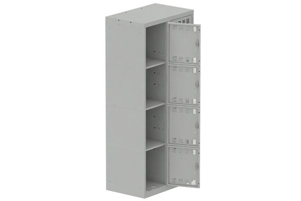 [Pas de famille] - [Pas de sous famille] - Vestiaire multicases 2 colonnes L,40cm 4 cases (fermeture cadenas) H,180xL,80xP,50cm coffre gris clair/portes gris clair