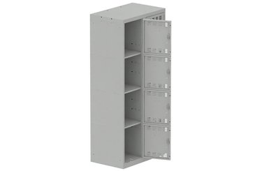 [Pas de famille] - [Pas de sous famille] - Vestiaire multicases 2 colonnes L,40cm 4 cases (fermeture cadenas) H,180xL,80xP,50cm coffre gris clair/portes gris clair