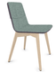 MELODY chaise 4 pieds bois. face intérieure tissu STEP mélange vert mentholé clair face extérieure tissu STEP mélange coloris violet clair piétement frêne brun