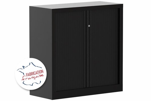 ARMOIRES A RIDEAUX - Largeur 100 cm - Armoire à rideaux 2P H100XL100XP43 2 Tablettes , coffre noir /rideaux noir