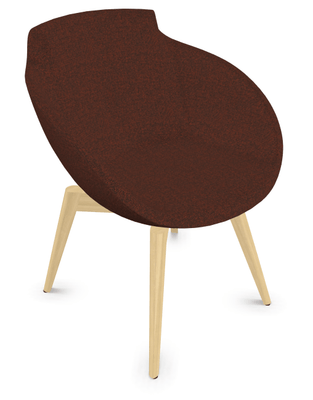 FAUTEUILS/POUFS - 4 pieds bois - Coco - Fauteuil 4 pieds bois naturel (W1). Tissu Int Step BRUN ORANGE (L24) - Tissu Ext Step BRUN ORANGE (L24)