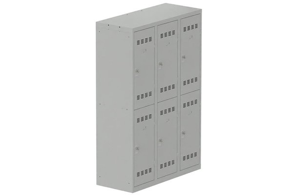 [Pas de famille] - [Pas de sous famille] - Vestiaire multicases 3 colonnes L,40cm 2 cases (fermeture cadenas) H,180xL,120xP,50cm coffre gris clair/portes gris clair