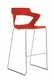SWEETY Chaise haute pied luge. assise H74cm. coque polypropylène coloris rouge. piétement chrome