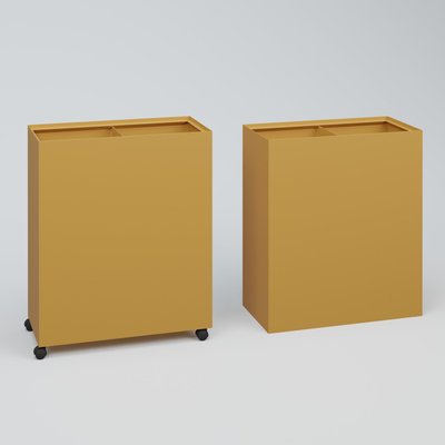ACCESSOIRES - ACCESSOIRES  - Poubelle 2 Modules HT 75 cm la HT 60 cm Prof. 30 cm avec roulettes . Coffre Moutarde