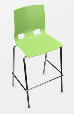 POLYPROPYLENE - TABOURETS  - GLOSSY tabouret haut polypropylène coloris coloris vert brillant, structure chromée