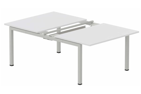 Postes Bench (poste doubles) - SERIE K3 - K3 Bench départ 2 plateaux coulissants 140x80cm encombrement 140x165cm blanc/aluminium - sur délai