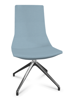 DIRECTION - Visiteurs - KI chaise de conférence haut dossier. piétement 4 branches en aluminium poli. revêtement tissu STEP coloris bleu