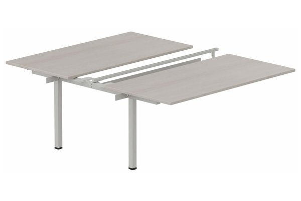 Postes Bench (poste doubles) - SERIE K3 - K3 Bench suivant 2 plateaux coulissants 120x80cm encombrement 120x165cm, plateau acacia, structure aluminium