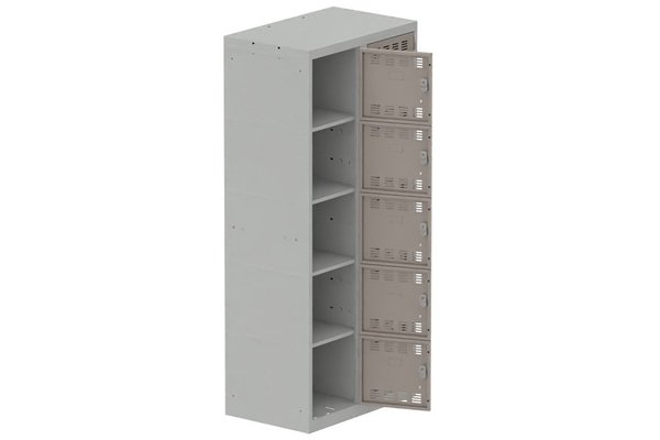[Pas de famille] - [Pas de sous famille] - Vestiaire multicases 2 colonnes L,40cm 5 cases (fermeture cadenas) H,180xL,80xP,50cm coffre gris clair/portes basalte